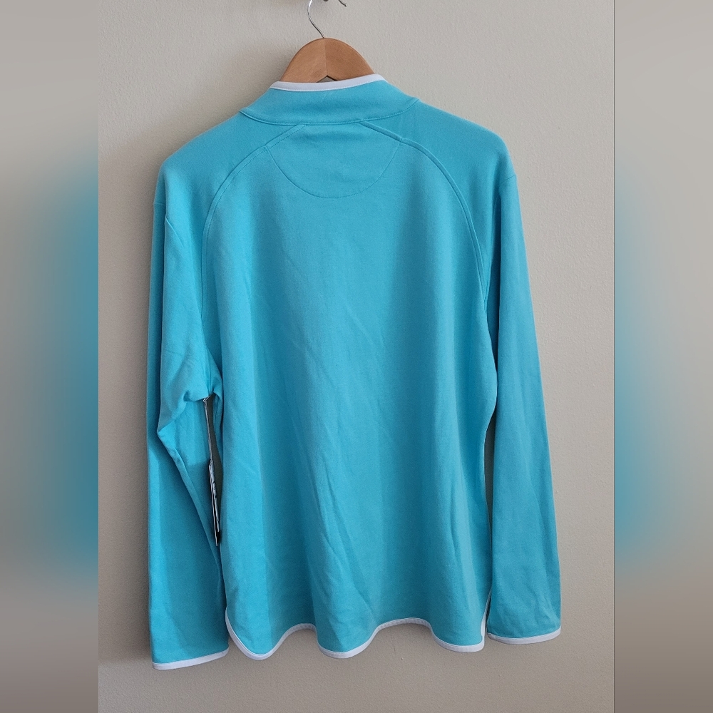 Maggie Lane 1/2 Zip Long Sleeve Golf Pullover, Women's XXL, Teal with White Trim - Picture 9 of 11
